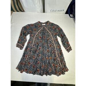 Natalie Martin Fiore Mini Dress Boho Floral Block Print Teal Rust Tunic Resort